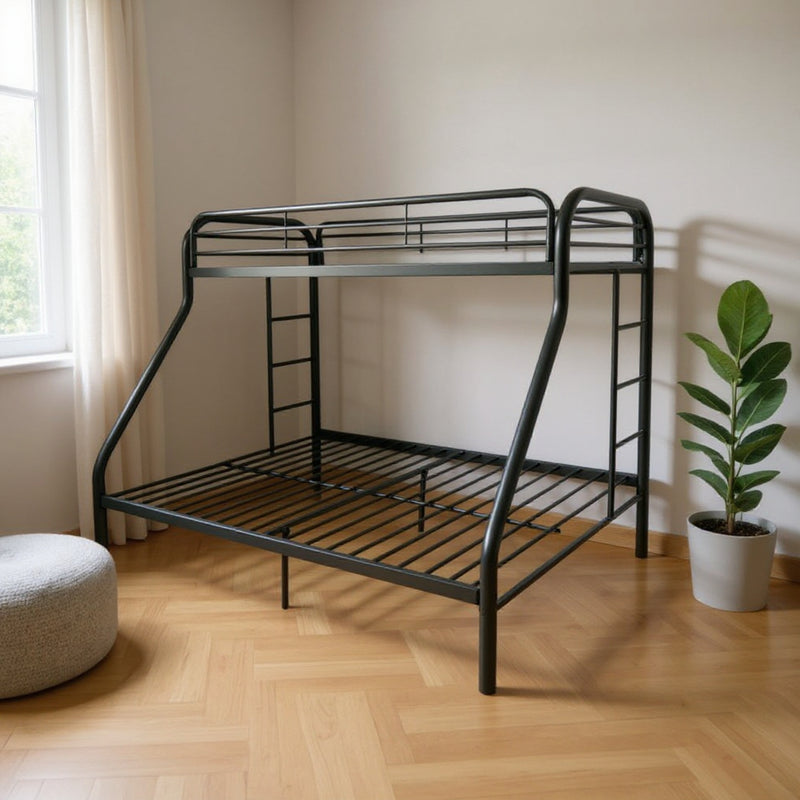 Black Twin Over Full Contemporary Metal Bunk Bed - Bed & Bath