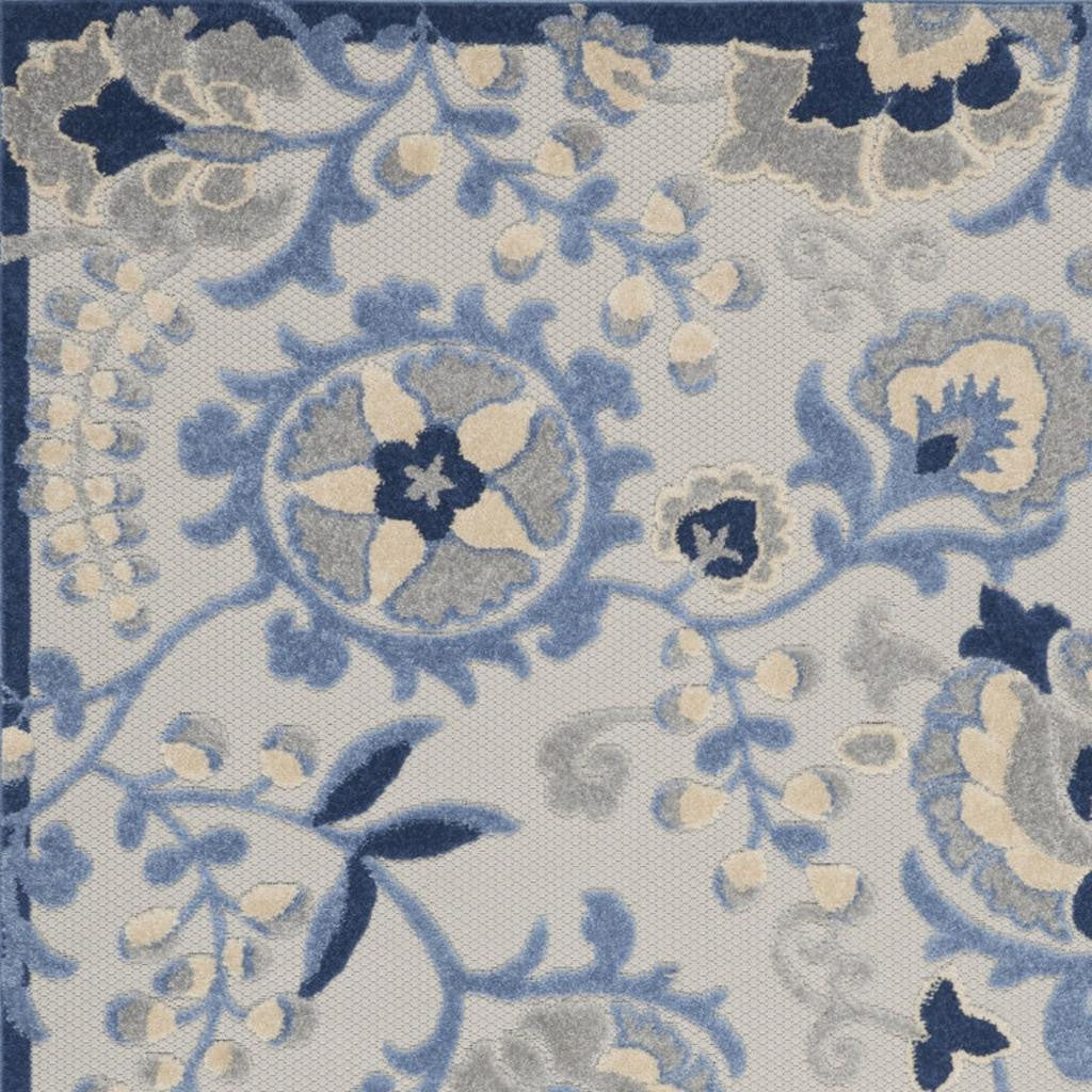 6' X 9' Blue And Gray Indoor Outdoor Area Rug - Outdoor
