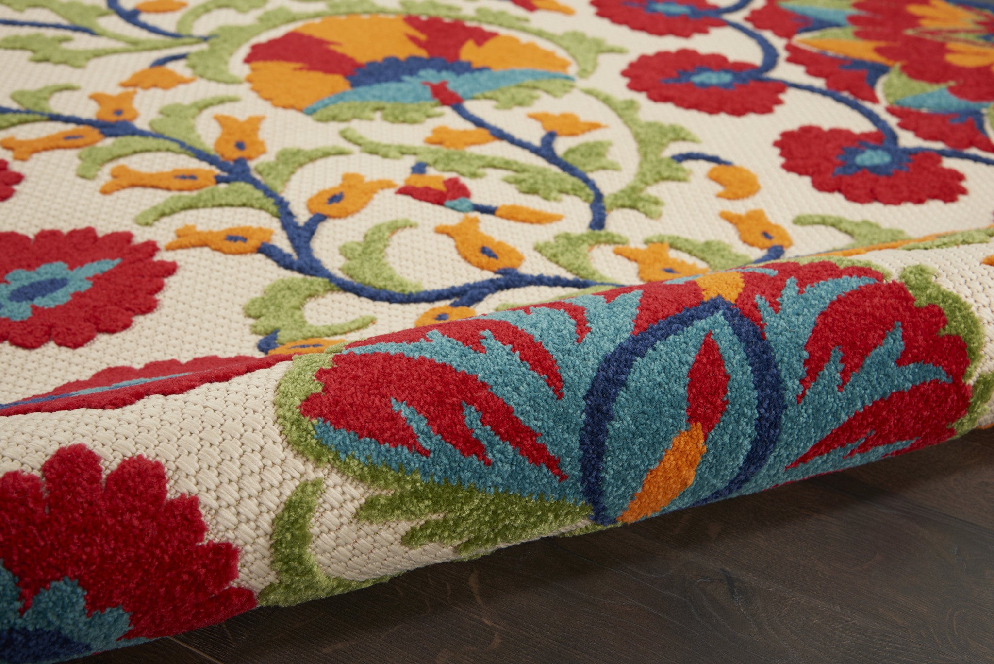 9' X 12' Red And Ivory Indoor Outdoor Area Rug - Outdoor