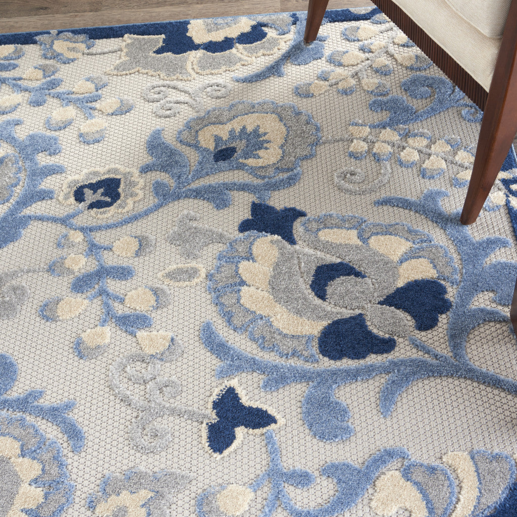 4' X 6' Blue And Gray Indoor Outdoor Area Rug - Outdoor