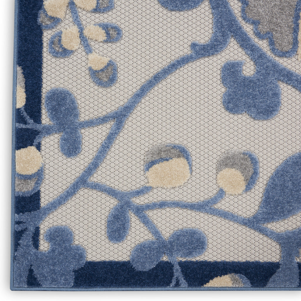 3' X 4' Blue And Gray Indoor Outdoor Area Rug - Outdoor