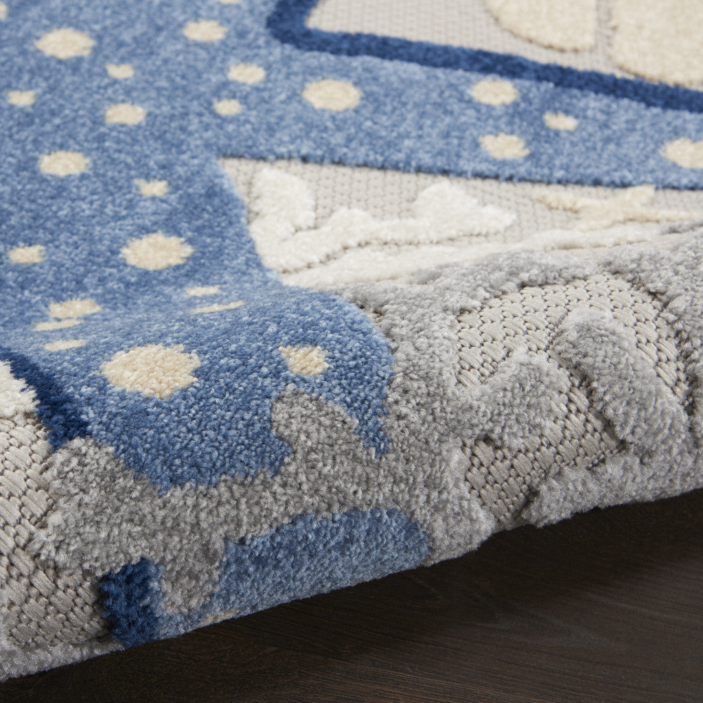 10' X 13' Blue And Gray Starfish Indoor Outdoor Area Rug - Outdoor
