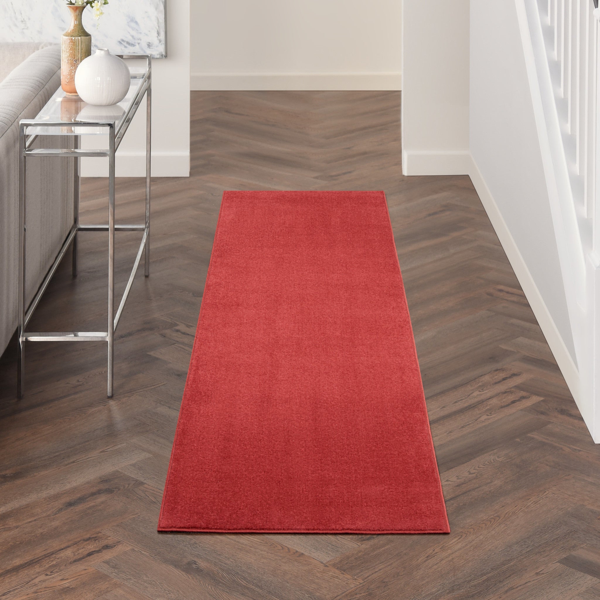 2' X 8' Brick Red Non Skid Indoor Outdoor Runner Rug - Outdoor