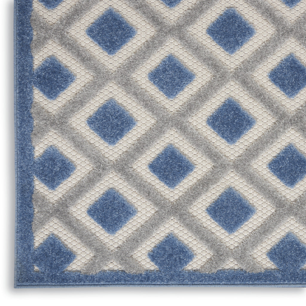 9' X 12' Blue And Gray Indoor Outdoor Area Rug - Outdoor