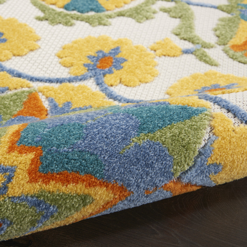 10' X 13' Blue And Yellow Indoor Outdoor Area Rug - Outdoor