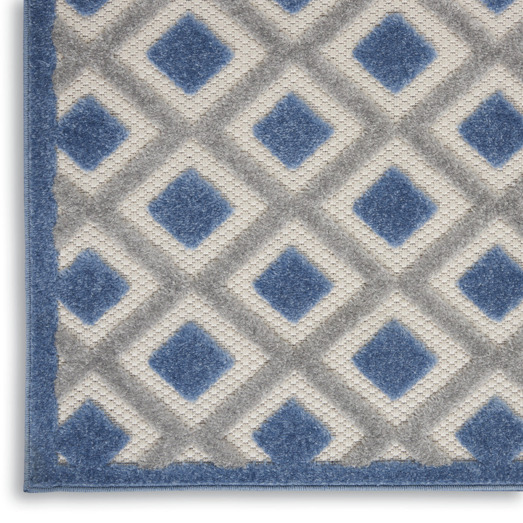3' X 4' Blue And Gray Indoor Outdoor Area Rug - Outdoor