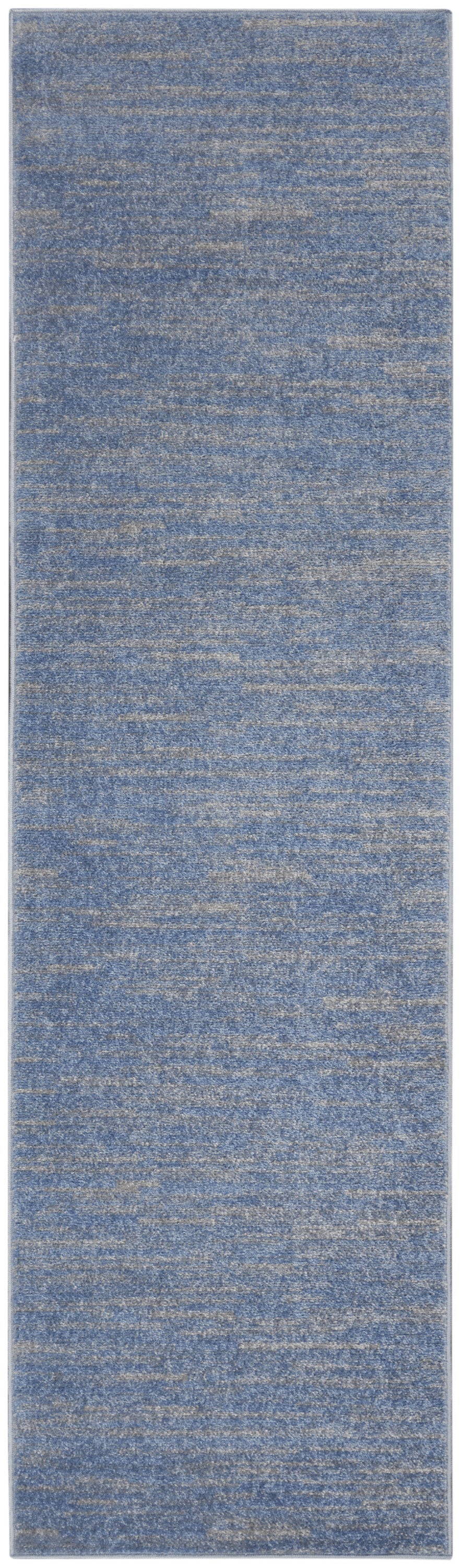 8' Blue And Gray Indoor Outdoor Runner Rug - Outdoor