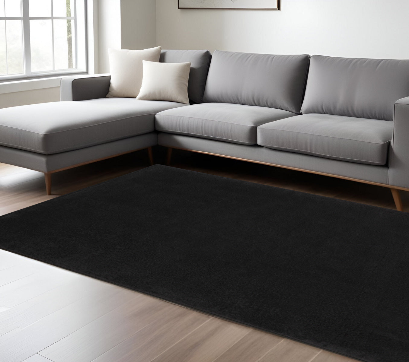 6' X 9' Black Stain Resistant Indoor Outdoor Area Rug - Outdoor