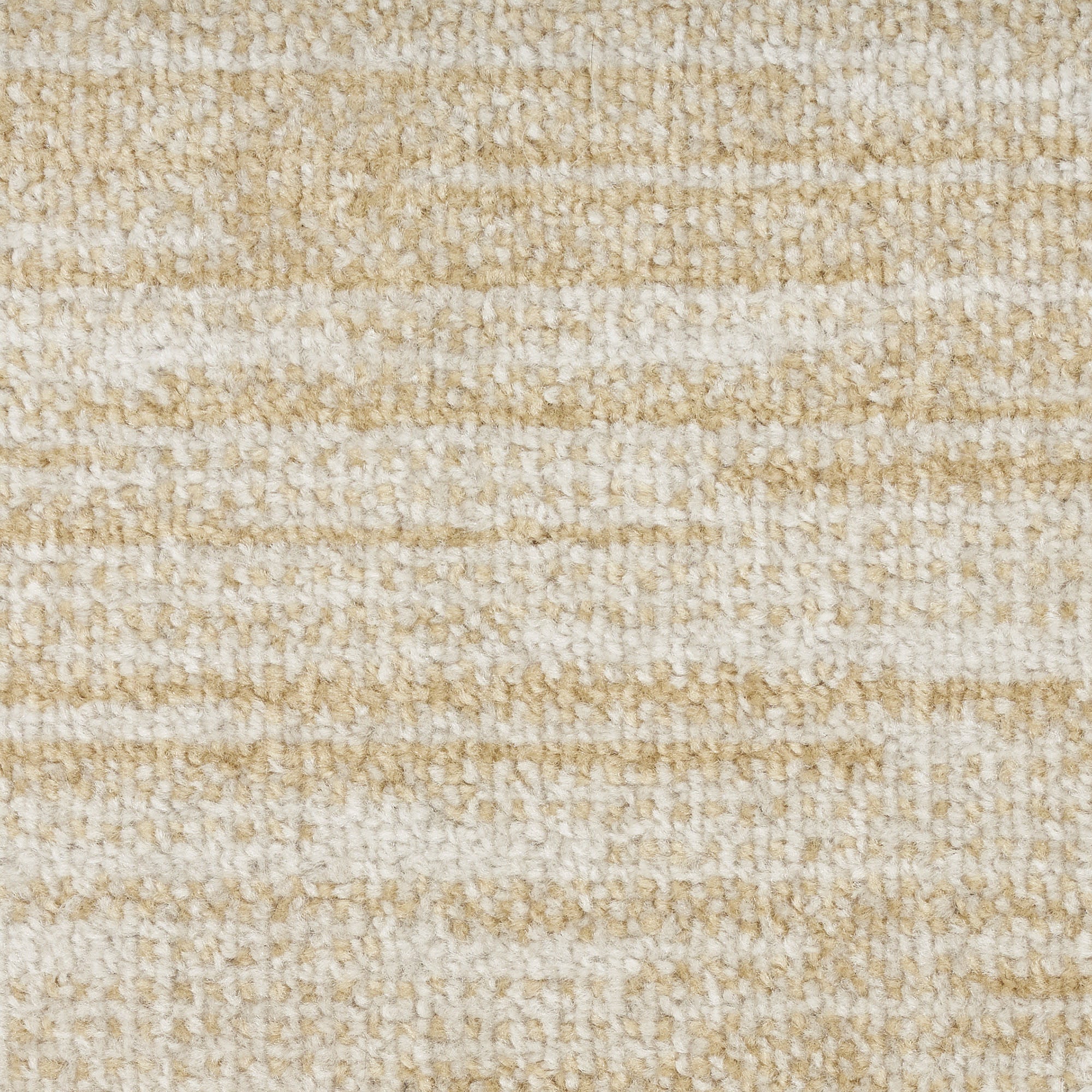 Close-up of ivory and gold abstract rug weave with horizontal texture lines