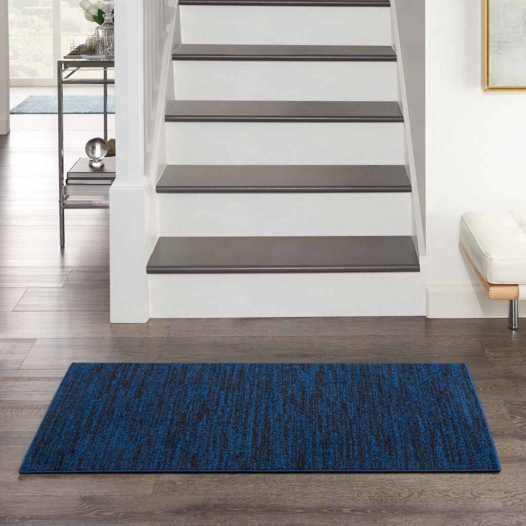 2' X 4' Midnight Blue Stain Resistant Indoor Outdoor Area Rug - Outdoor