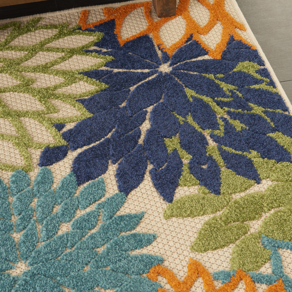 3' X 4' Ivory And Blue Indoor Outdoor Area Rug - Outdoor
