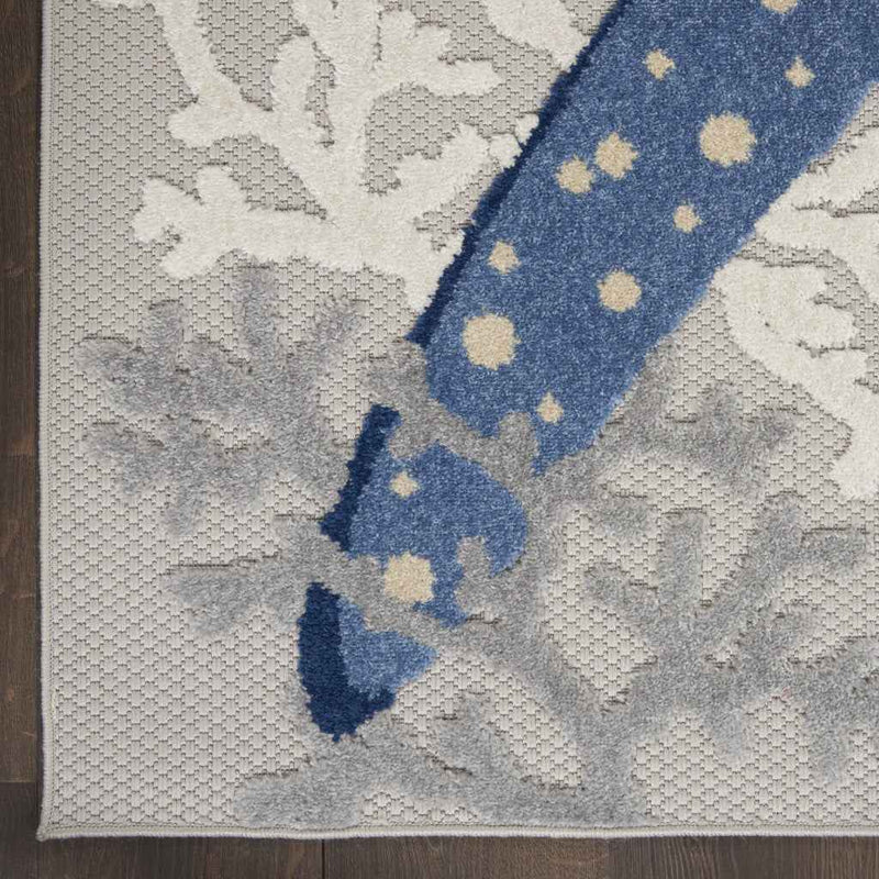 6' X 9' Blue And Gray Indoor Outdoor Area Rug