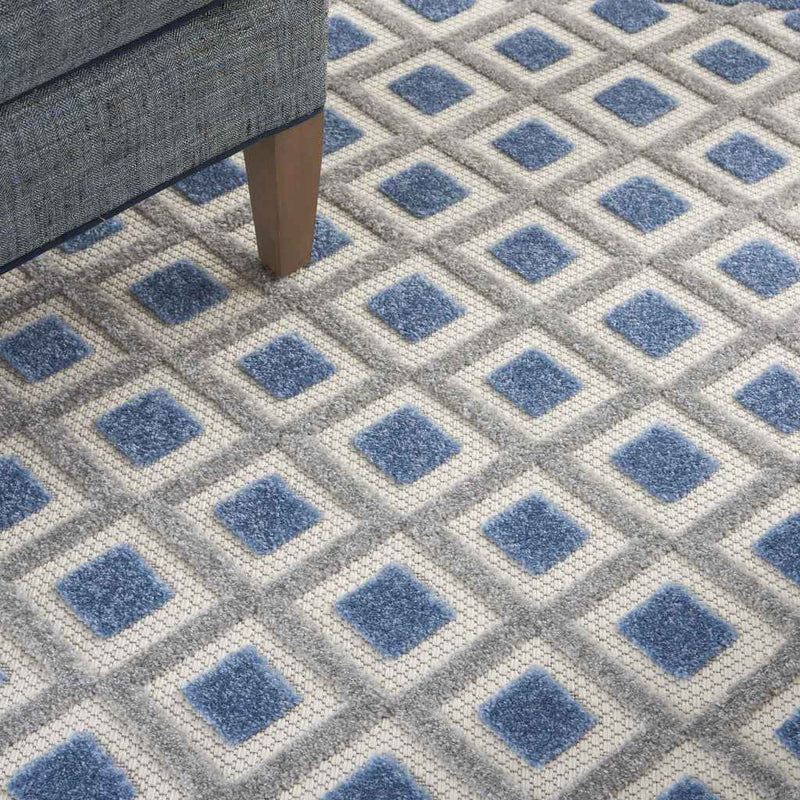 4' X 6' Blue And Gray Indoor Outdoor Area Rug
