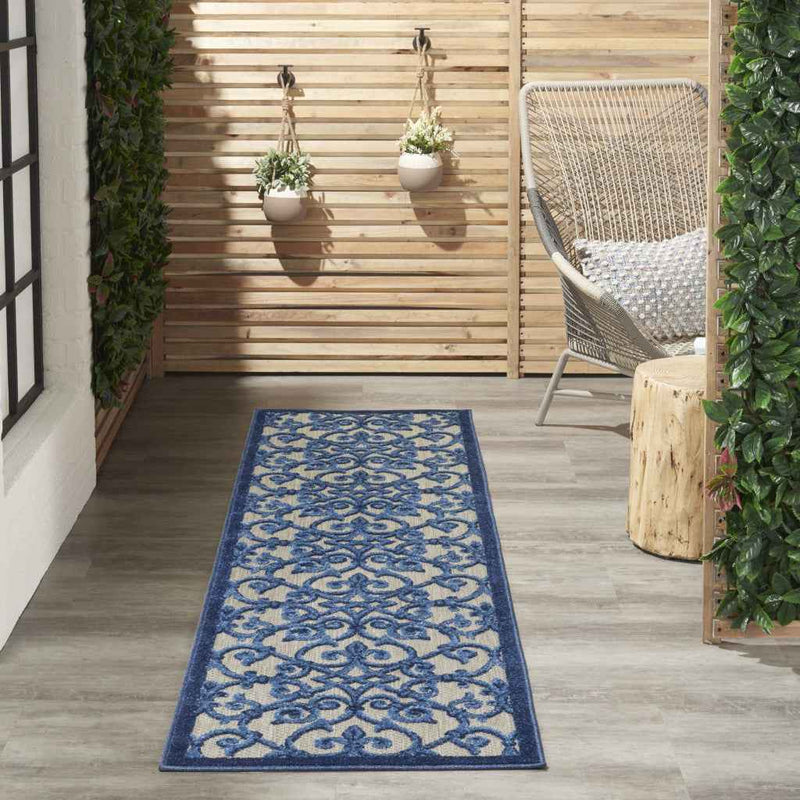 10' Blue And Gray Indoor Outdoor Area Rug
