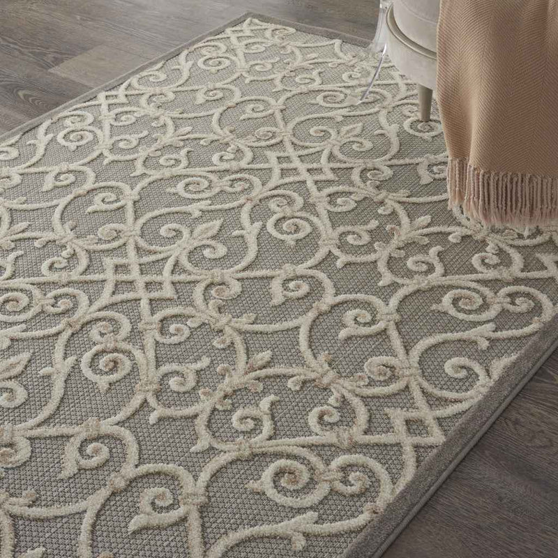 4' X 6' Gray And Ivory Indoor Outdoor Area Rug