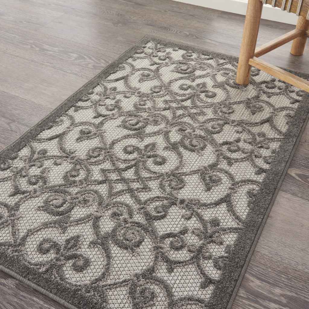 3' X 4' Gray Indoor Outdoor Area Rug