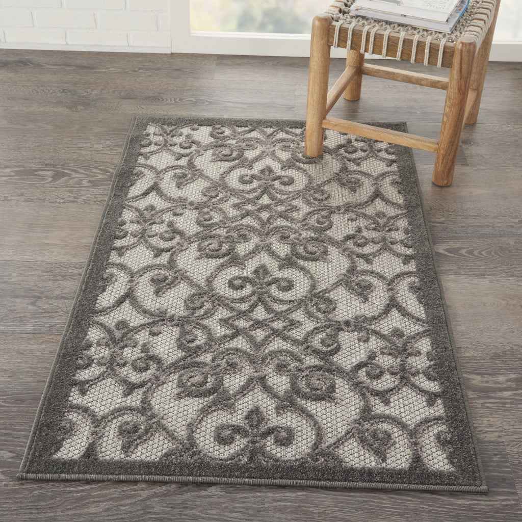3' X 4' Gray Indoor Outdoor Area Rug