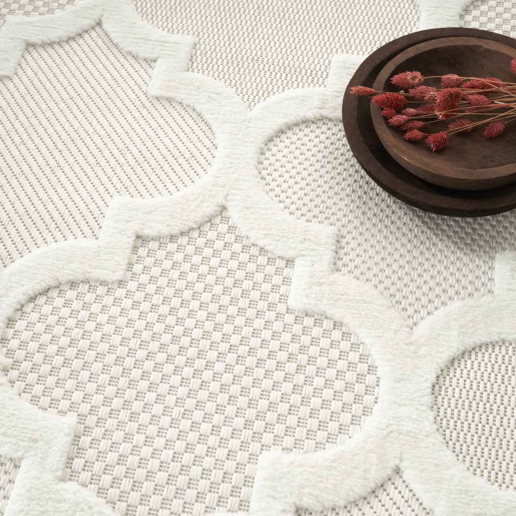 8' X 10' Cream Indoor Outdoor Area Rug