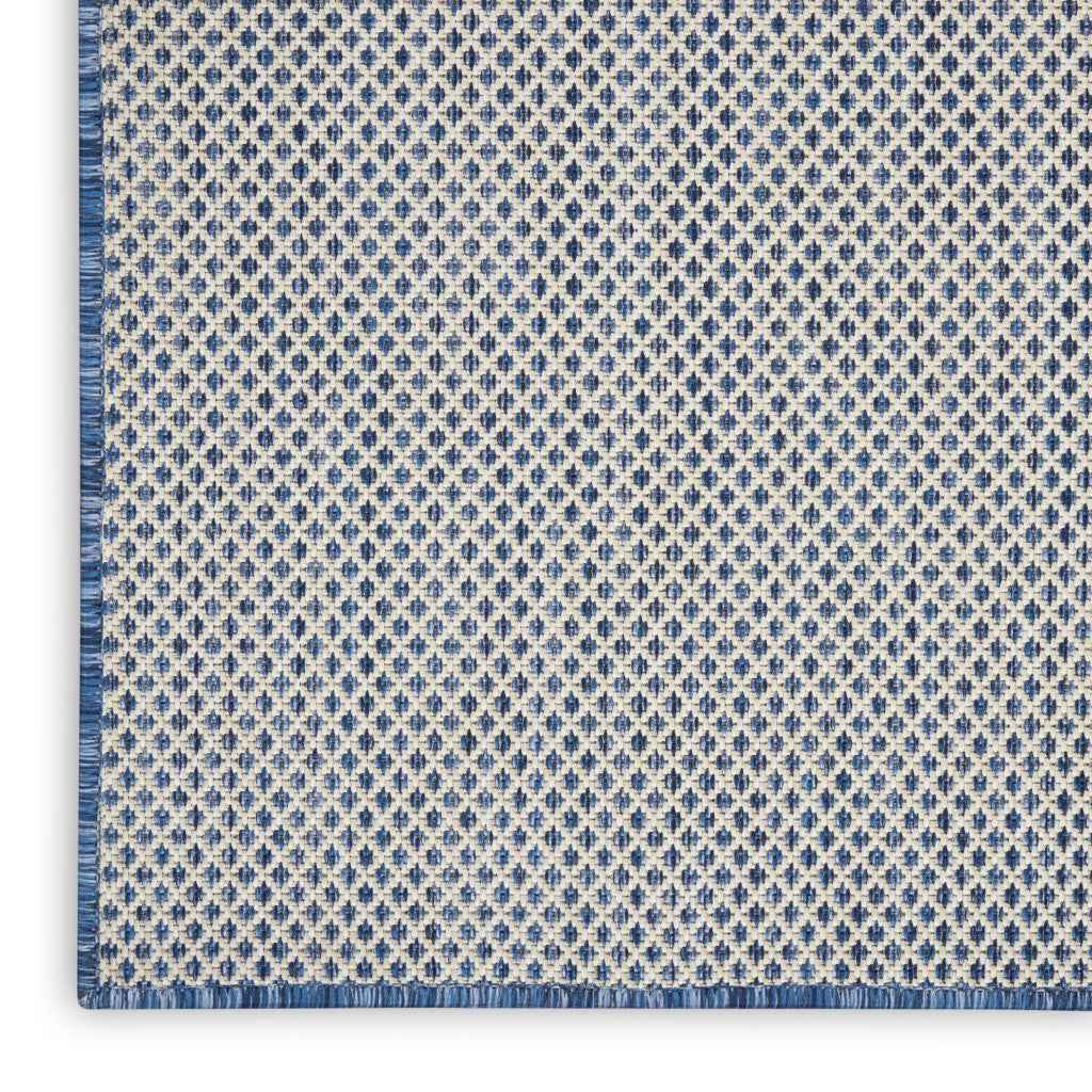 9' X 12' Blue And Ivory Indoor Outdoor Area Rug