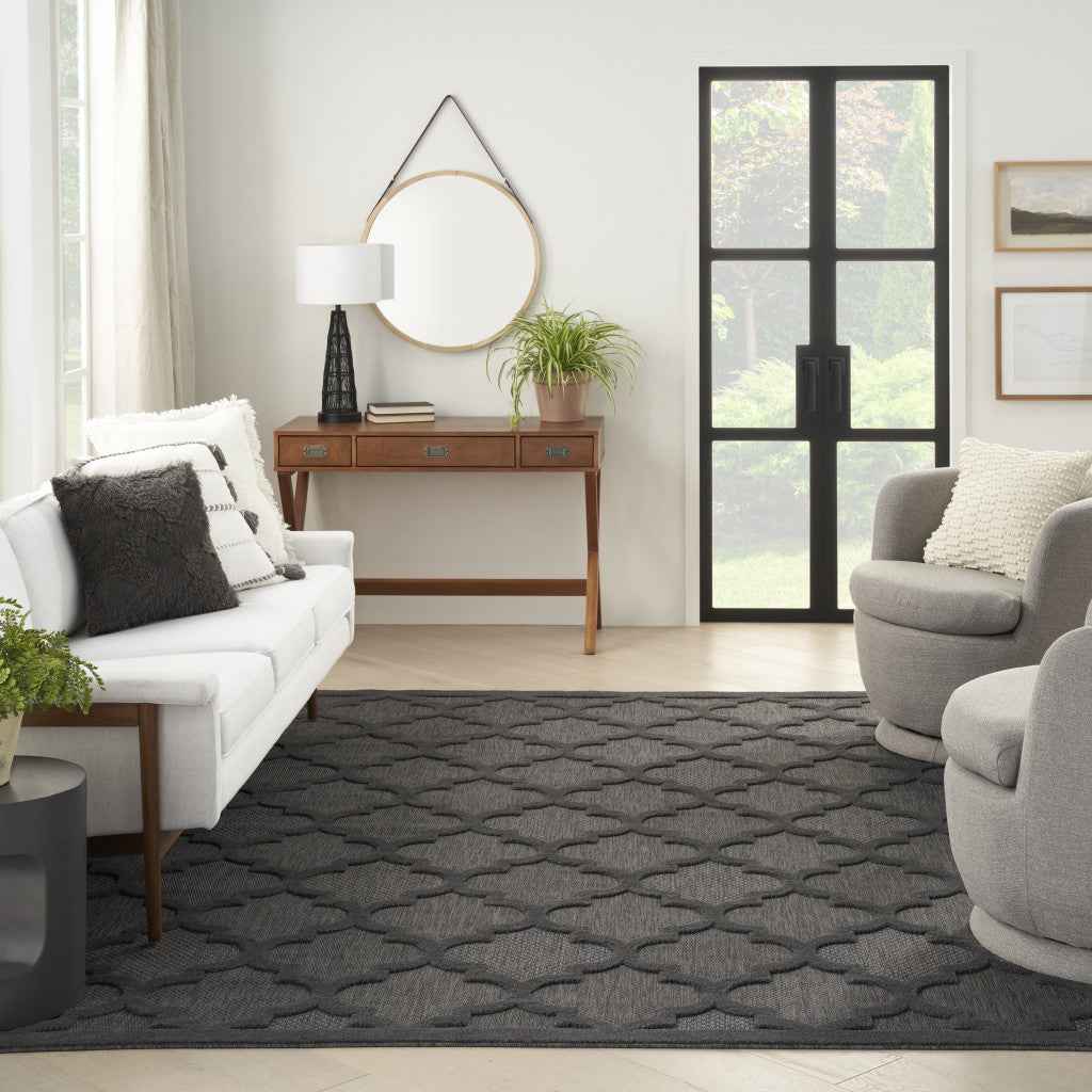 8' X 10' Black Indoor Outdoor Area Rug