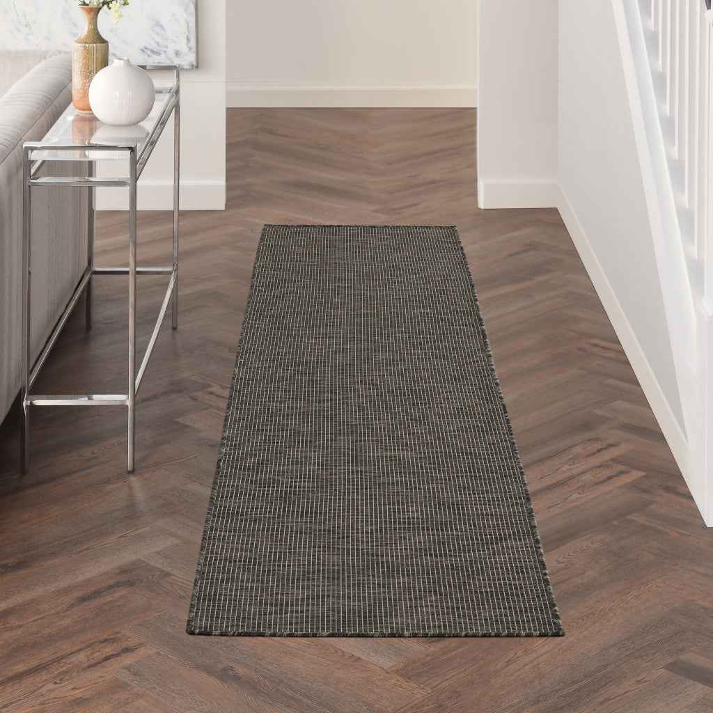 8' Charcoal Indoor Outdoor Runner Rug
