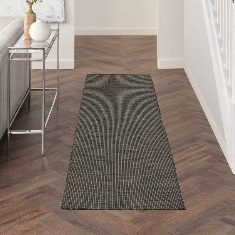 8' Charcoal Indoor Outdoor Runner Rug