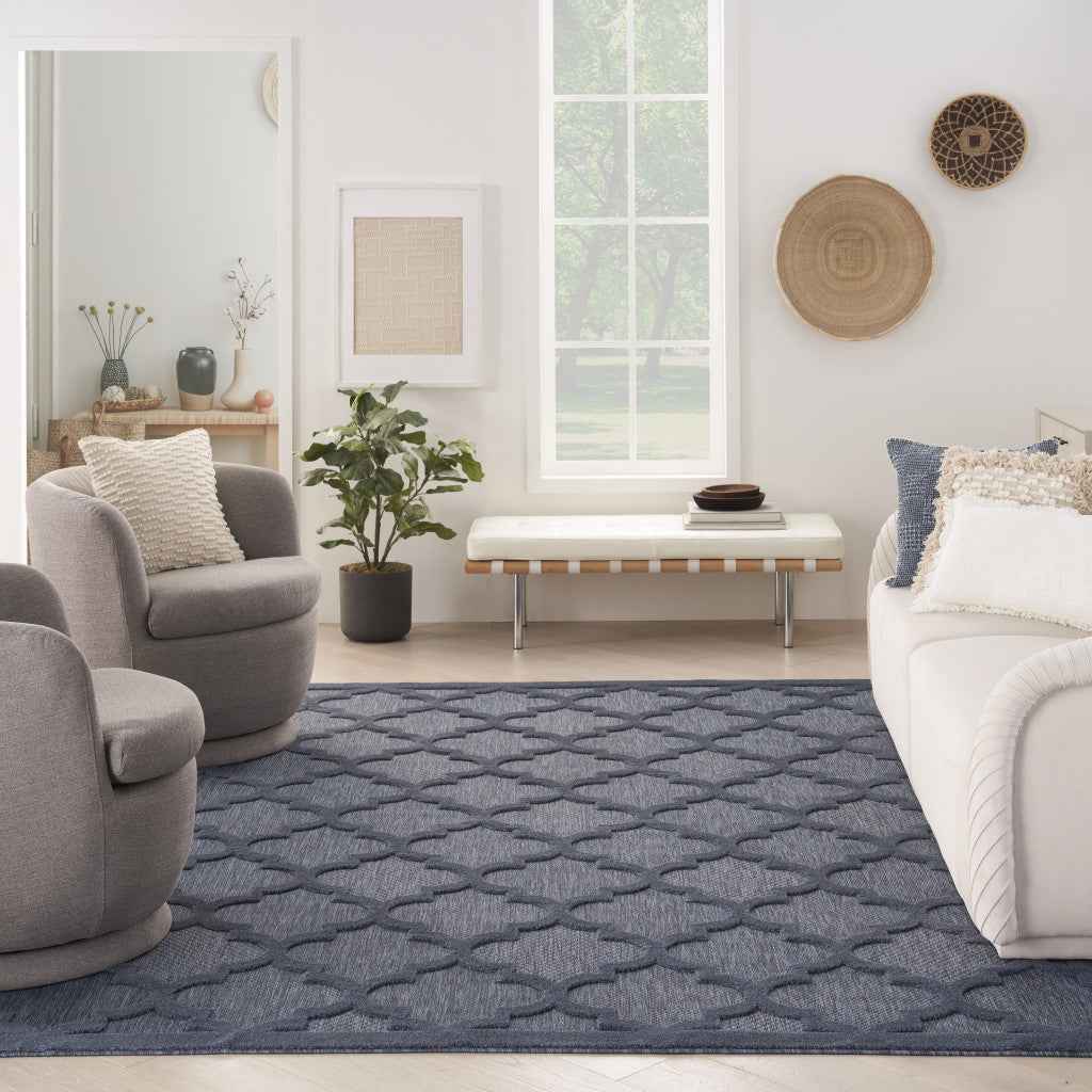 8' X 10' Navy Blue Indoor Outdoor Area Rug