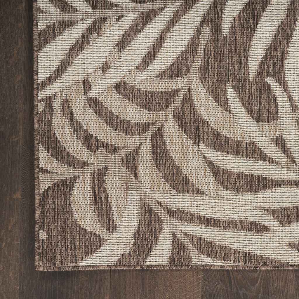 3' X 5' Brown And Ivory Palm Leaf Indoor Outdoor Area Rug