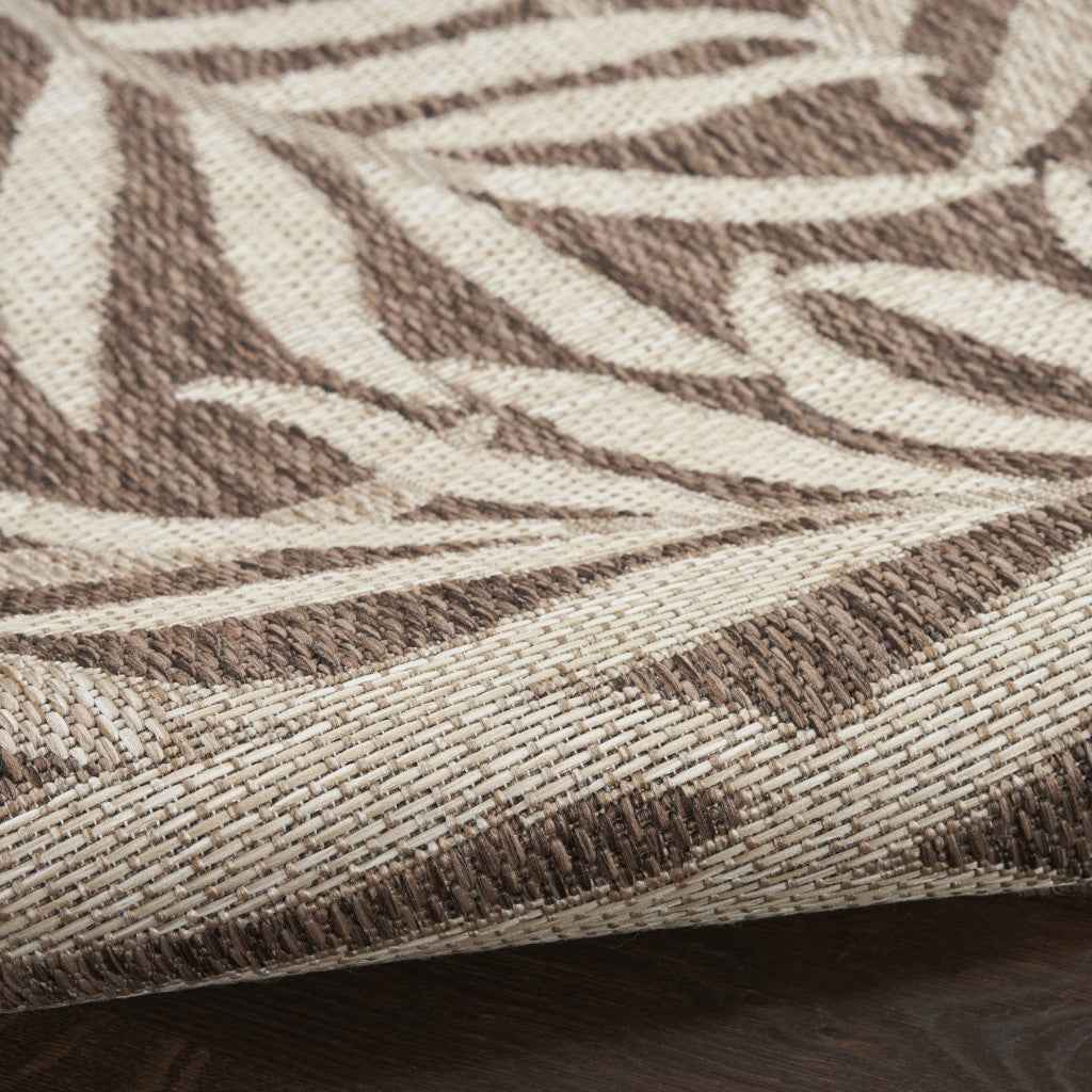 3' X 5' Brown And Ivory Palm Leaf Indoor Outdoor Area Rug