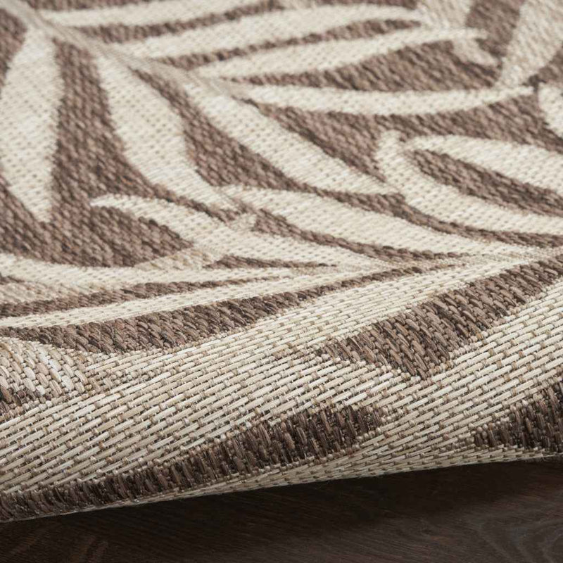 3' X 5' Brown And Ivory Palm Leaf Indoor Outdoor Area Rug