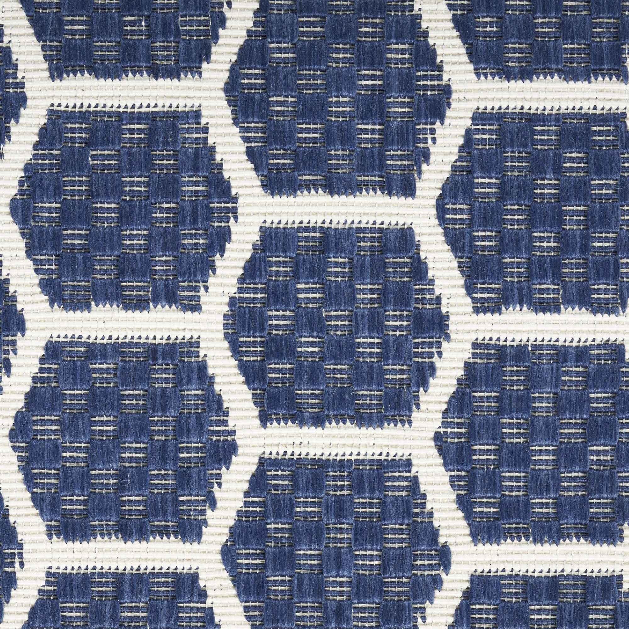 6' X 9' Navy Blue And Ivory Geometric Indoor Outdoor Area Rug