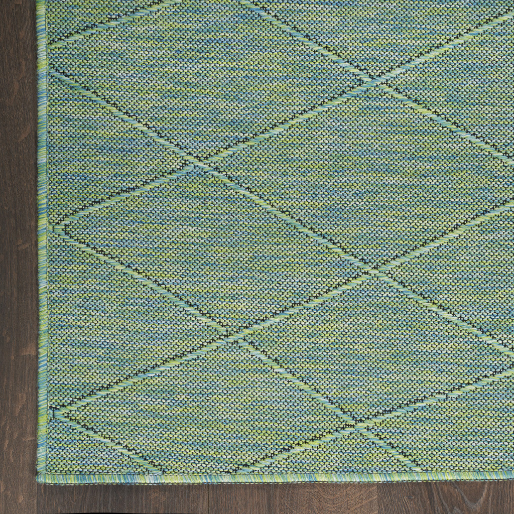 10' X 14' Blue And Green Geometric Indoor Outdoor Area Rug - Sports & Outdoor