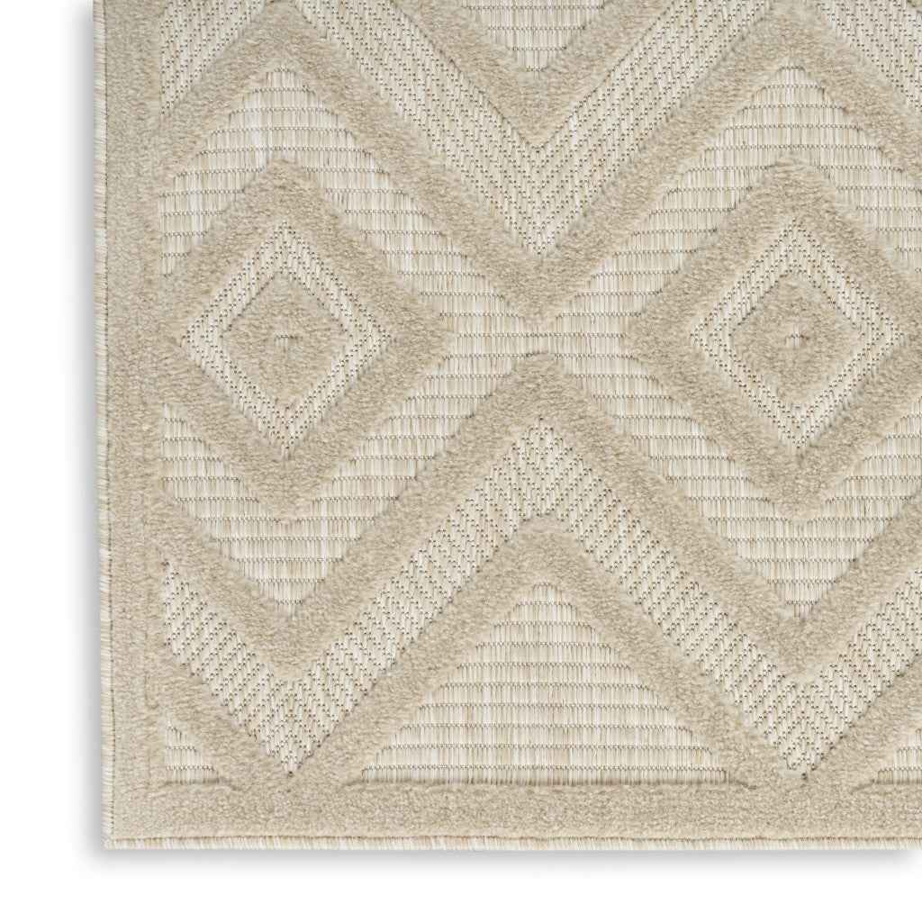 5' X 7' Cream And Beige Geometric Indoor Outdoor Area Rug