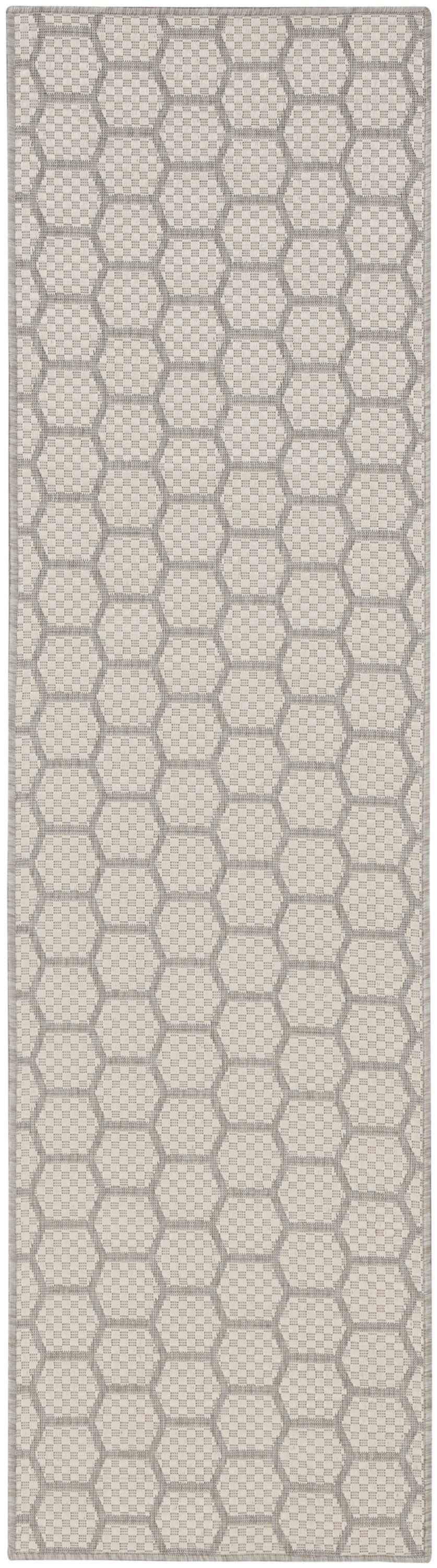 6' Gray And Ivory Geometric Indoor Outdoor Area Rug