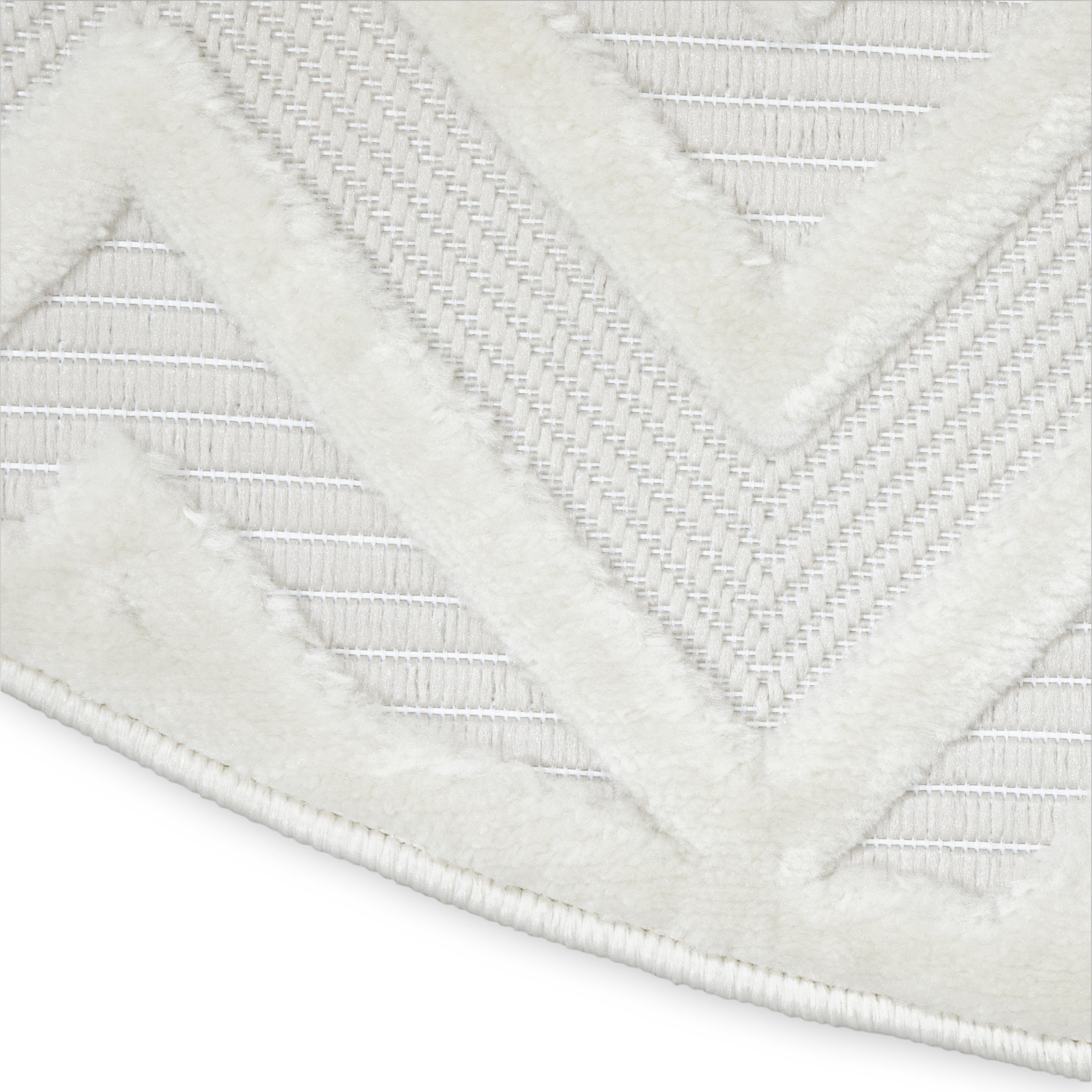 10' Ivory And White Round Geometric Indoor Outdoor Area Rug - Outdoor