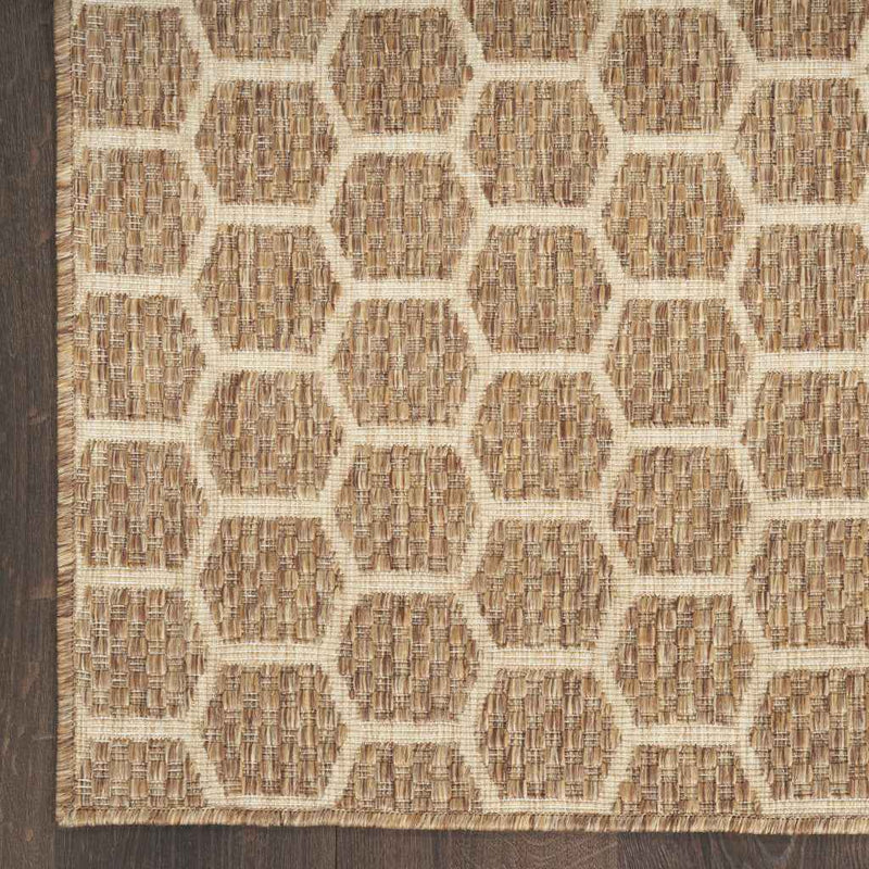 6' Natural And Beige Geometric Indoor Outdoor Area Rug