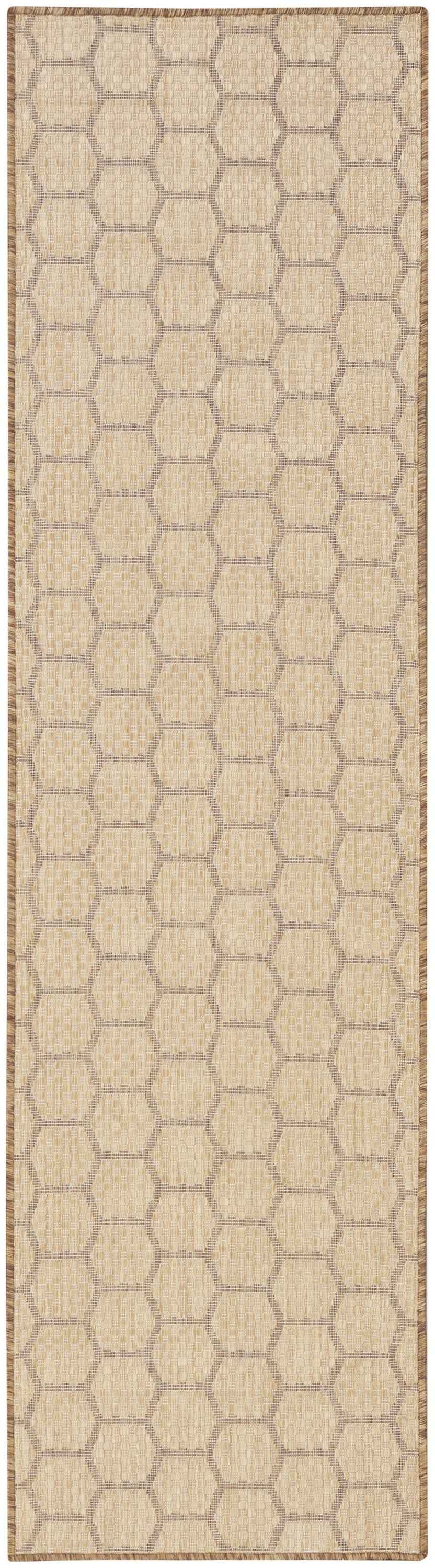 6' Natural And Beige Geometric Indoor Outdoor Area Rug