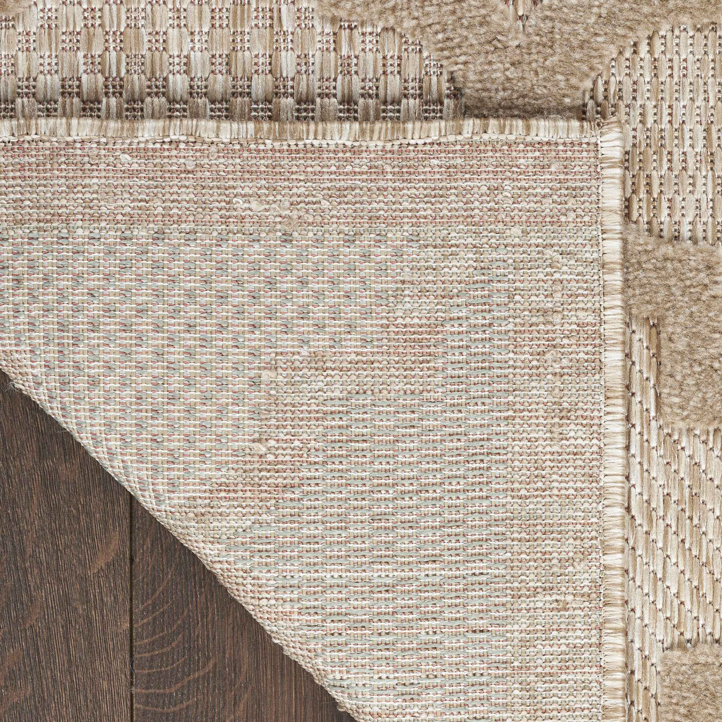 6' Natural And Beige Geometric Indoor Outdoor Area Rug
