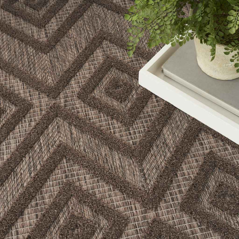 4' X 6' Dark Brown And Light Brown Geometric Indoor Outdoor Area Rug