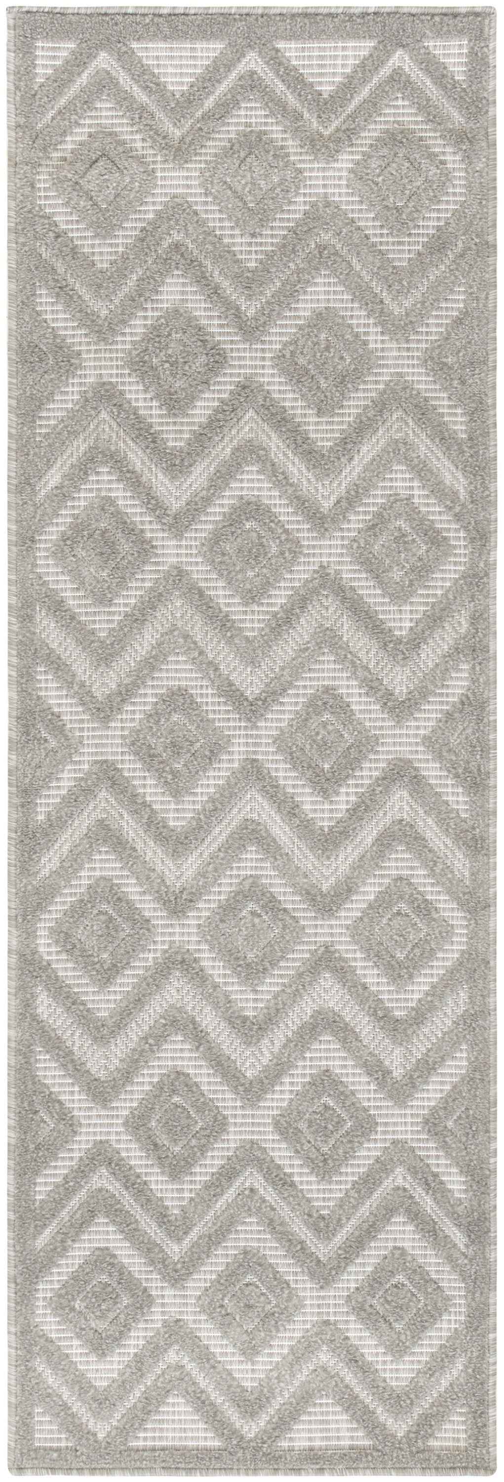 6' Silver And Gray Geometric Indoor Outdoor Area Rug