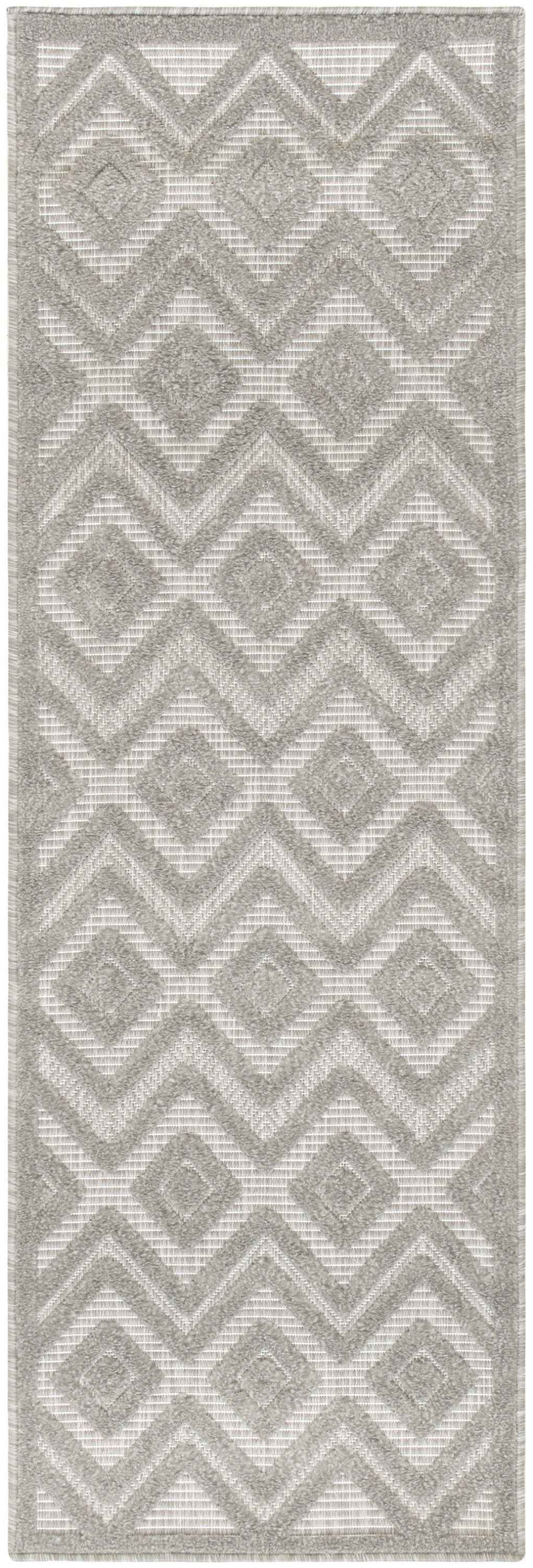 6' Silver And Gray Geometric Indoor Outdoor Area Rug