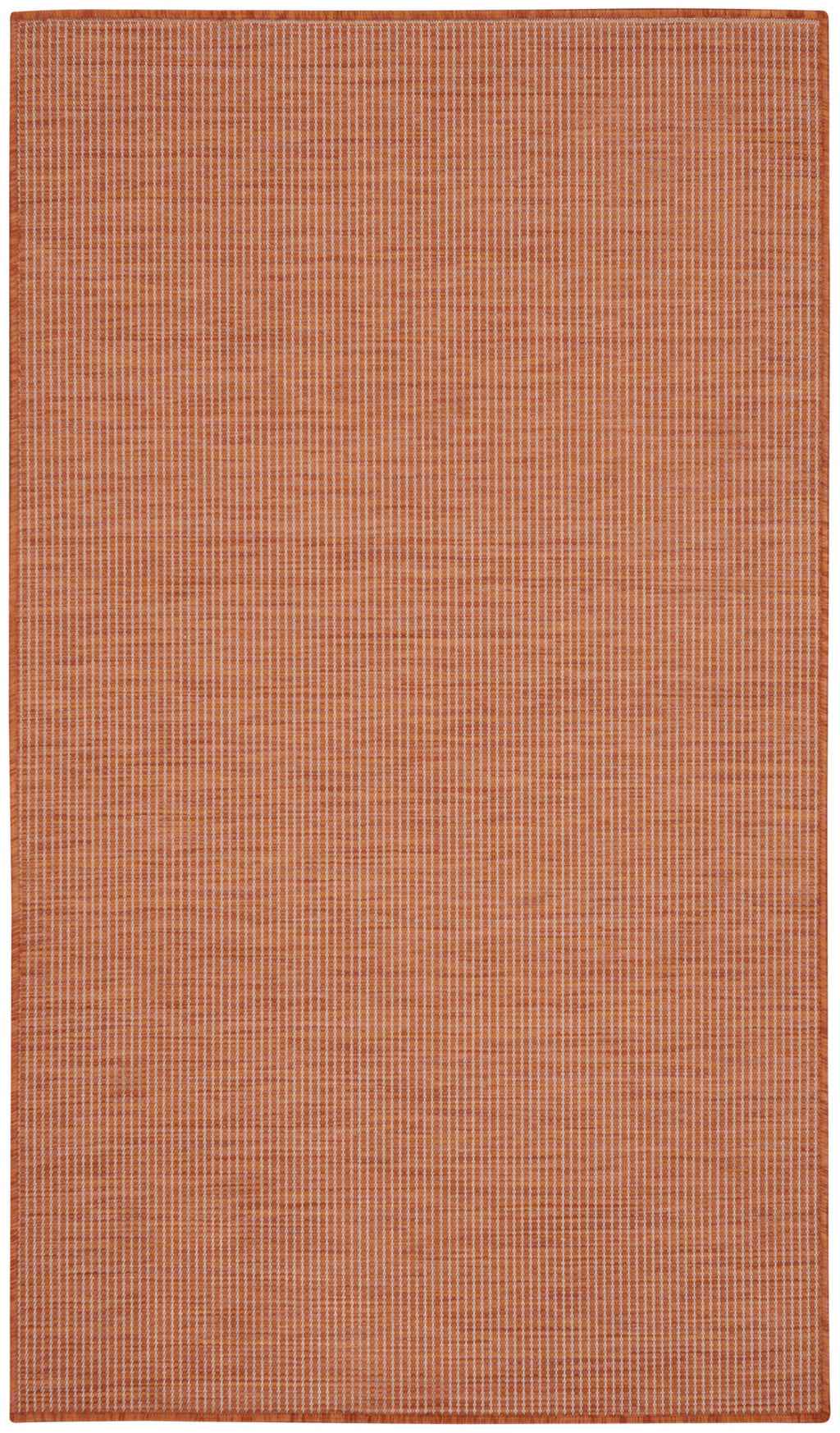3' X 5' Rust And Ivory Indoor Outdoor Area Rug