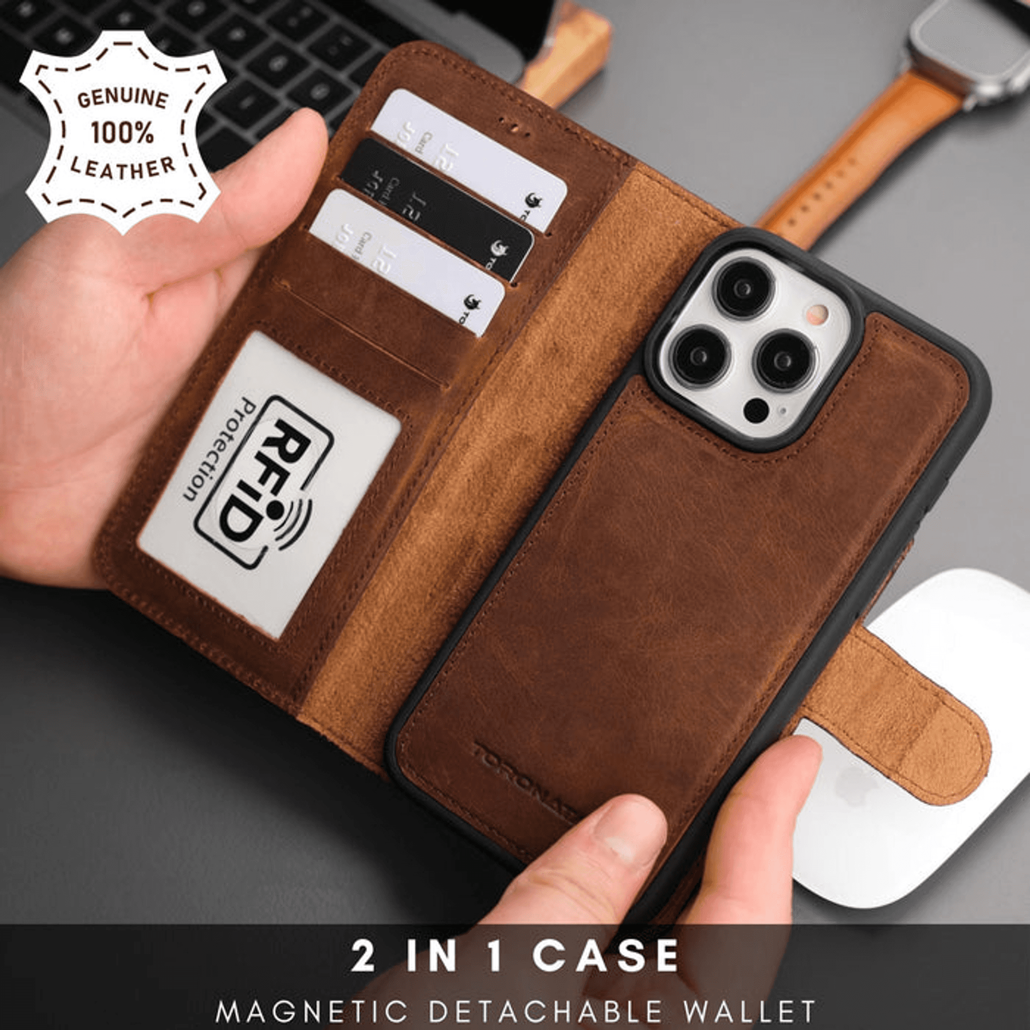 Casper iPhone 16 Pro Wallet Case Leather MagSafe - Black / 1 / iPhone 16 Pro - Device Accessories