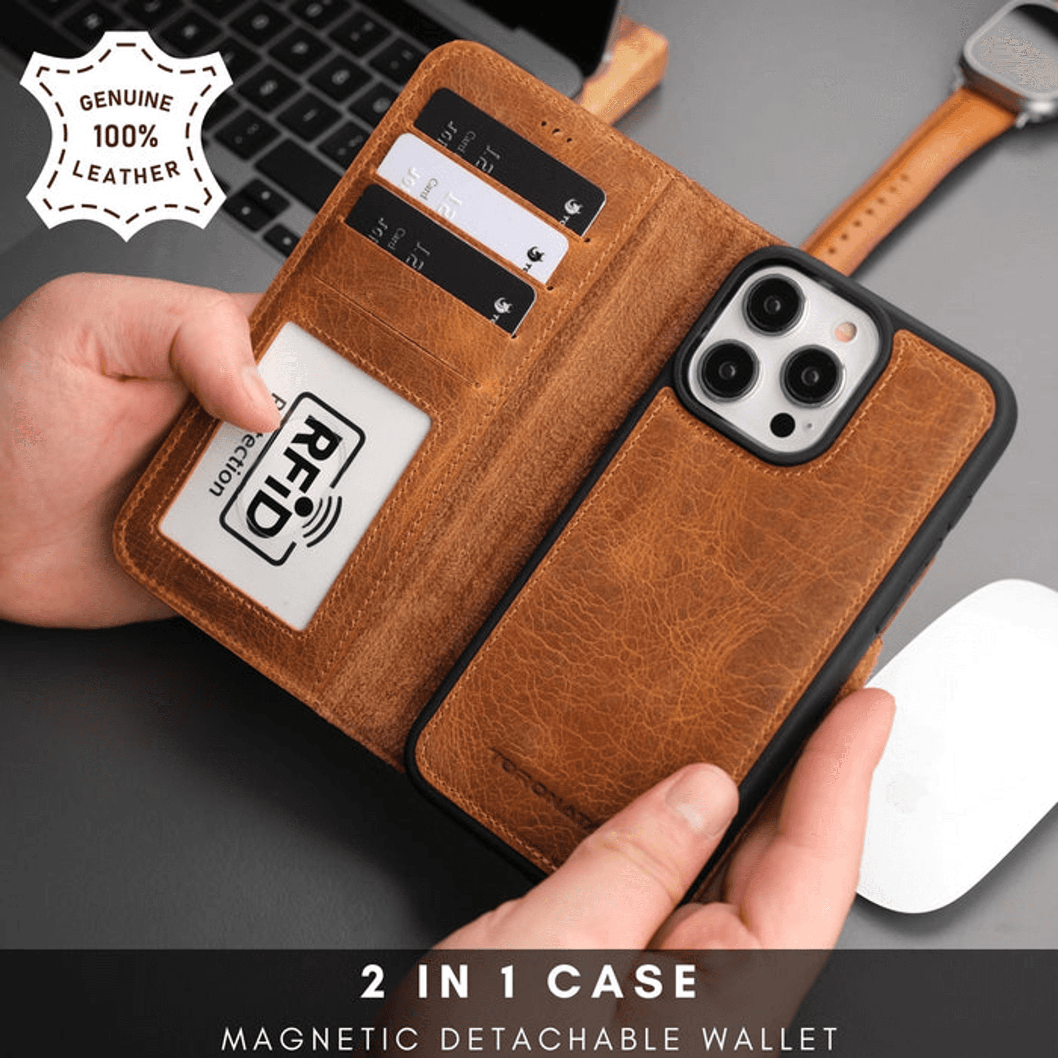 Casper iPhone 16 Pro Wallet Case Leather MagSafe - Black / 1 / iPhone 16 Pro - Device Accessories
