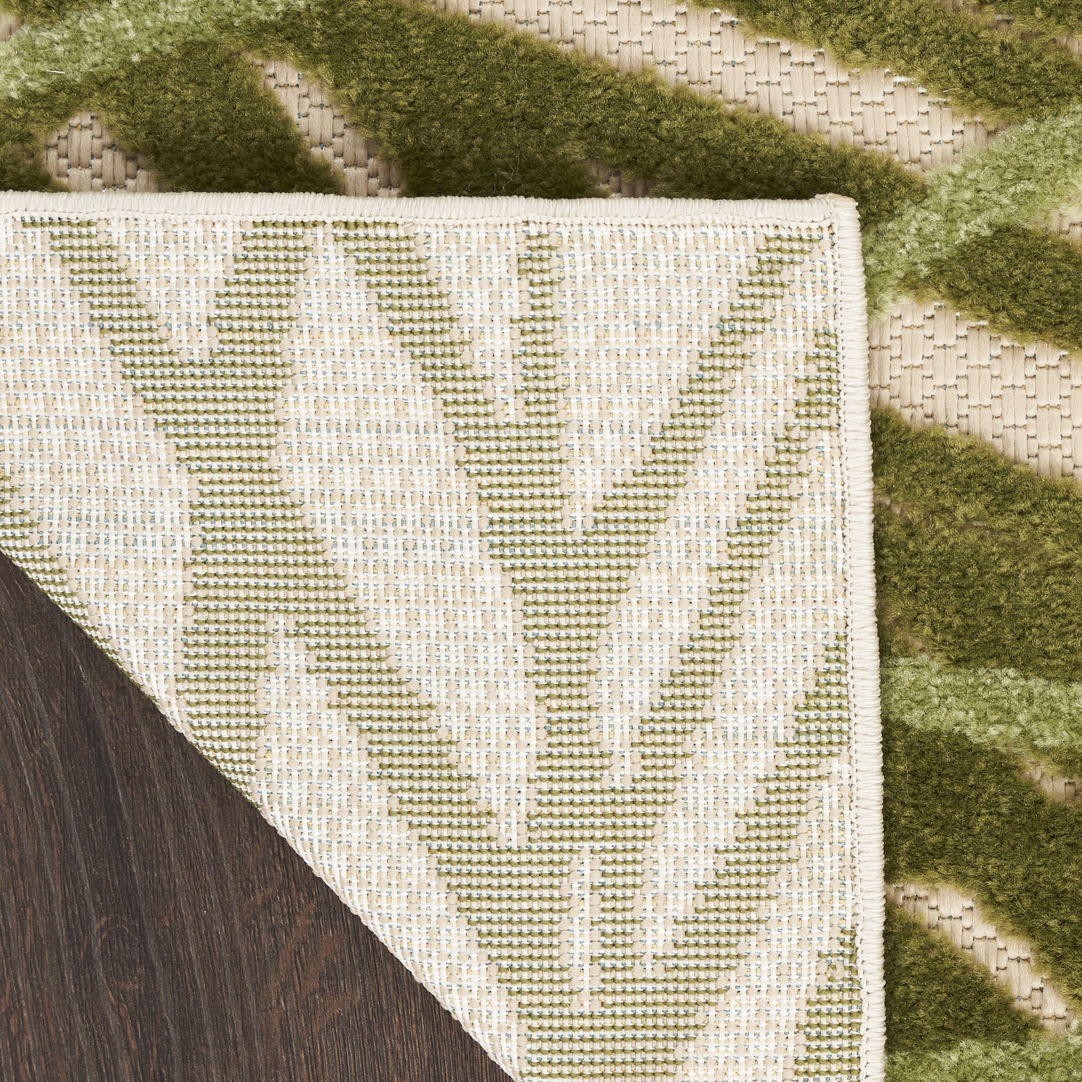 6' X 9' Ivory And Green Palm Leaf Indoor Outdoor Area Rug - Outdoor