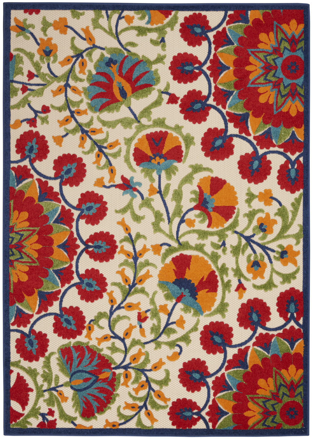 10' X 13' Red And Ivory Indoor Outdoor Area Rug - Outdoor