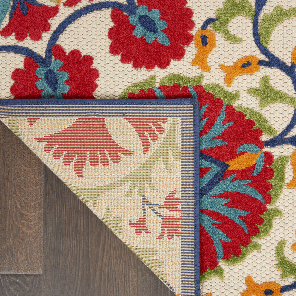 10' X 13' Red And Ivory Indoor Outdoor Area Rug - Outdoor