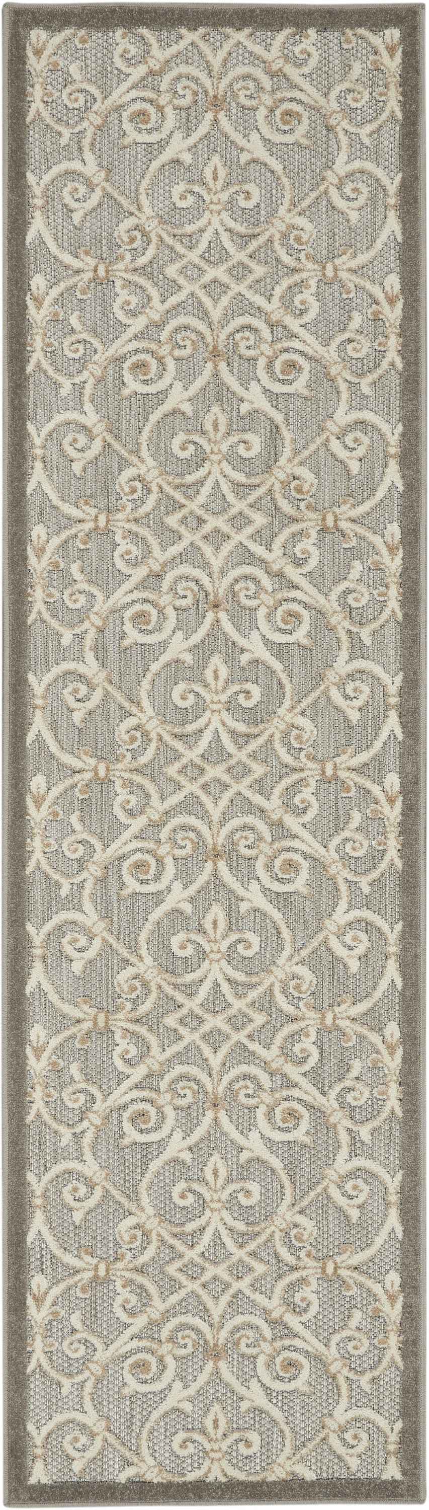 6' Gray And Ivory Indoor Outdoor Area Rug
