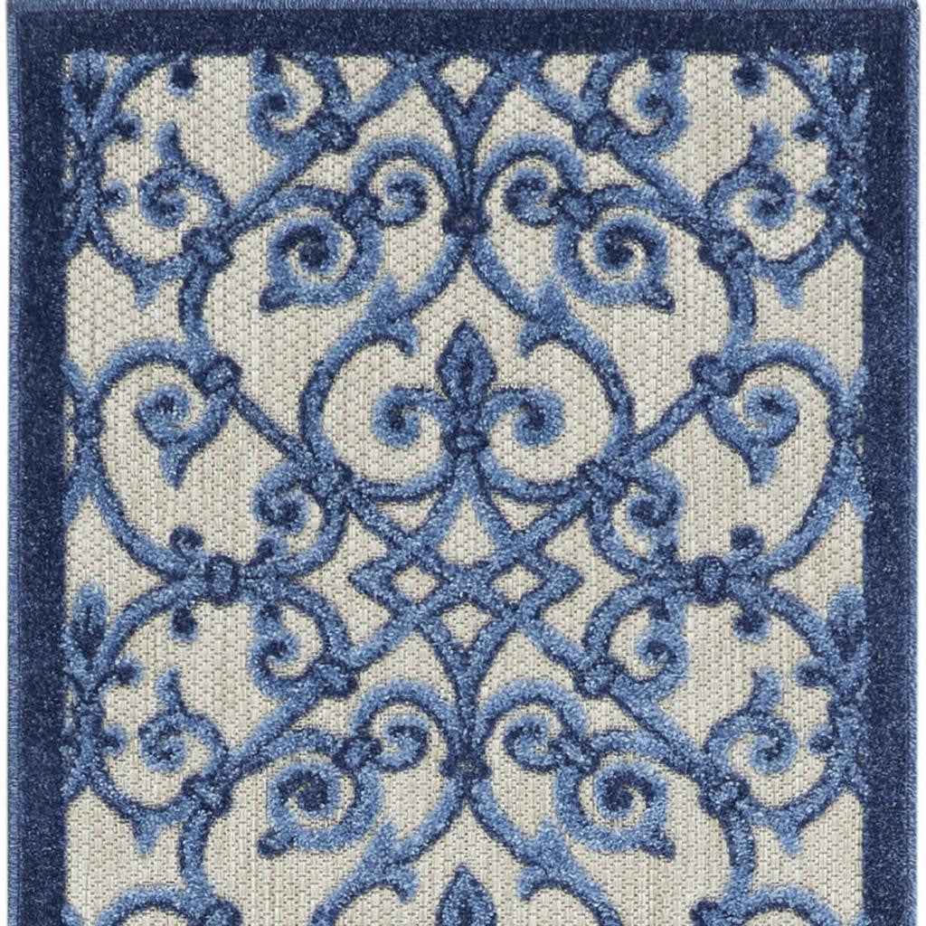 6' Blue And Gray Indoor Outdoor Area Rug