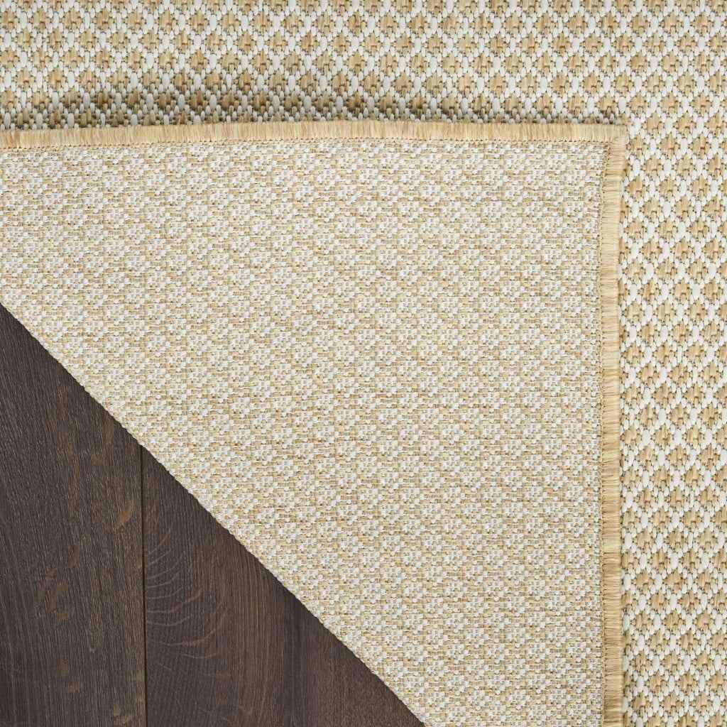 4' X 6' Natural And Ivory Geometric Indoor Outdoor Area Rug